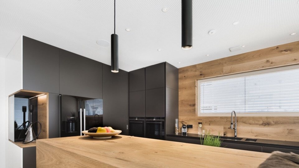 Finished smart home reference interior with integrated building systems